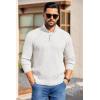 imageCOOFANDY Mens Quarter Button Sweater Long Sleeve Stand Collar Sweaters Casual Knitted Ribbed Dress PulloverWhite