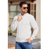 imageCOOFANDY Mens Quarter Button Sweater Long Sleeve Stand Collar Sweaters Casual Knitted Ribbed Dress PulloverWhite