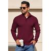 imageCOOFANDY Mens Quarter Button Sweater Long Sleeve Stand Collar Sweaters Casual Knitted Ribbed Dress PulloverWine Red