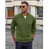 imageCOOFANDY Mens Quarter Zip Pullover Dress Slim Fit Sweater Mock Neck Sweaters Casual Long Sleeve PulloversArmy Green