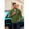 imageCOOFANDY Mens Quarter Zip Pullover Dress Slim Fit Sweater Mock Neck Sweaters Casual Long Sleeve PulloversArmy Green