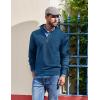 imageCOOFANDY Mens Quarter Zip Pullover Dress Slim Fit Sweater Mock Neck Sweaters Casual Long Sleeve PulloversDark Blue