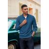 imageCOOFANDY Mens Quarter Zip Pullover Dress Slim Fit Sweater Mock Neck Sweaters Casual Long Sleeve PulloversDark Blue