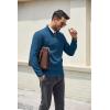 imageCOOFANDY Mens Quarter Zip Pullover Dress Slim Fit Sweater Mock Neck Sweaters Casual Long Sleeve PulloversDark Blue