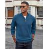 imageCOOFANDY Mens Quarter Zip Pullover Dress Slim Fit Sweater Mock Neck Sweaters Casual Long Sleeve PulloversDark Blue