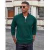 imageCOOFANDY Mens Quarter Zip Pullover Dress Slim Fit Sweater Mock Neck Sweaters Casual Long Sleeve PulloversDark Green