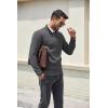 imageCOOFANDY Mens Quarter Zip Pullover Dress Slim Fit Sweater Mock Neck Sweaters Casual Long Sleeve PulloversDark Grey