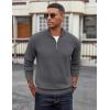 imageCOOFANDY Mens Quarter Zip Pullover Dress Slim Fit Sweater Mock Neck Sweaters Casual Long Sleeve PulloversDark Grey