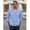 imageCOOFANDY Mens Quarter Zip Pullover Dress Slim Fit Sweater Mock Neck Sweaters Casual Long Sleeve PulloversLight Blue