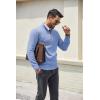 imageCOOFANDY Mens Quarter Zip Pullover Dress Slim Fit Sweater Mock Neck Sweaters Casual Long Sleeve PulloversLight Blue