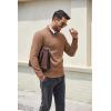 imageCOOFANDY Mens Quarter Zip Pullover Dress Slim Fit Sweater Mock Neck Sweaters Casual Long Sleeve PulloversLight Brown