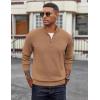 imageCOOFANDY Mens Quarter Zip Pullover Dress Slim Fit Sweater Mock Neck Sweaters Casual Long Sleeve PulloversLight Brown