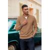 imageCOOFANDY Mens Quarter Zip Pullover Dress Slim Fit Sweater Mock Neck Sweaters Casual Long Sleeve PulloversLight Brown