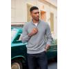 imageCOOFANDY Mens Quarter Zip Pullover Dress Slim Fit Sweater Mock Neck Sweaters Casual Long Sleeve PulloversLight Grey
