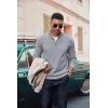 imageCOOFANDY Mens Quarter Zip Pullover Dress Slim Fit Sweater Mock Neck Sweaters Casual Long Sleeve PulloversLight Grey