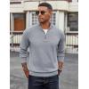 imageCOOFANDY Mens Quarter Zip Pullover Dress Slim Fit Sweater Mock Neck Sweaters Casual Long Sleeve PulloversLight Grey