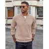imageCOOFANDY Mens Quarter Zip Pullover Dress Slim Fit Sweater Mock Neck Sweaters Casual Long Sleeve PulloversLight Khaki