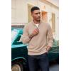 imageCOOFANDY Mens Quarter Zip Pullover Dress Slim Fit Sweater Mock Neck Sweaters Casual Long Sleeve PulloversLight Khaki