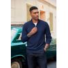 imageCOOFANDY Mens Quarter Zip Pullover Dress Slim Fit Sweater Mock Neck Sweaters Casual Long Sleeve PulloversNavy Blue