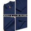 imageCOOFANDY Mens Quarter Zip Pullover Dress Slim Fit Sweater Mock Neck Sweaters Casual Long Sleeve PulloversNavy Blue