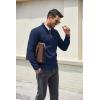 imageCOOFANDY Mens Quarter Zip Pullover Dress Slim Fit Sweater Mock Neck Sweaters Casual Long Sleeve PulloversNavy Blue
