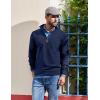 imageCOOFANDY Mens Quarter Zip Pullover Dress Slim Fit Sweater Mock Neck Sweaters Casual Long Sleeve PulloversNavy Blue