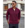 imageCOOFANDY Mens Quarter Zip Pullover Dress Slim Fit Sweater Mock Neck Sweaters Casual Long Sleeve PulloversWine Red