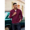 imageCOOFANDY Mens Quarter Zip Pullover Dress Slim Fit Sweater Mock Neck Sweaters Casual Long Sleeve PulloversWine Red