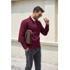 imageCOOFANDY Mens Quarter Zip Pullover Dress Slim Fit Sweater Mock Neck Sweaters Casual Long Sleeve PulloversWine Red