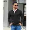imageCOOFANDY Mens Quarter Zip Pullover Slim Fit Dress Sweaters Lightweight Mock Neck Knit SweaterBlack