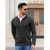 imageCOOFANDY Mens Quarter Zip Pullover Slim Fit Dress Sweaters Lightweight Mock Neck Knit SweaterDark Gray