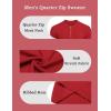 imageCOOFANDY Mens Quarter Zip Pullover Slim Fit Dress Sweaters Lightweight Mock Neck Knit SweaterDark Red