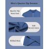 imageCOOFANDY Mens Quarter Zip Pullover Slim Fit Dress Sweaters Lightweight Mock Neck Knit SweaterDenim Blue