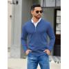 imageCOOFANDY Mens Quarter Zip Pullover Slim Fit Dress Sweaters Lightweight Mock Neck Knit SweaterDenim Blue