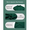 imageCOOFANDY Mens Quarter Zip Pullover Slim Fit Dress Sweaters Lightweight Mock Neck Knit SweaterGreen