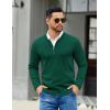 imageCOOFANDY Mens Quarter Zip Pullover Slim Fit Dress Sweaters Lightweight Mock Neck Knit SweaterGreen