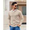 imageCOOFANDY Mens Quarter Zip Pullover Slim Fit Dress Sweaters Lightweight Mock Neck Knit SweaterKhaki