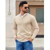 imageCOOFANDY Mens Quarter Zip Pullover Slim Fit Dress Sweaters Lightweight Mock Neck Knit SweaterLight Khaki