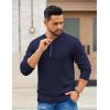 imageCOOFANDY Mens Quarter Zip Pullover Slim Fit Dress Sweaters Lightweight Mock Neck Knit SweaterNavy Blue