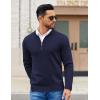 imageCOOFANDY Mens Quarter Zip Pullover Slim Fit Dress Sweaters Lightweight Mock Neck Knit SweaterNavy Blue