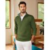 imageCOOFANDY Mens Quarter Zip Pullover Slim Fit Lightweight Sweater Casual Mock Neck Knit Polo SweaterArmy Green