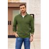 imageCOOFANDY Mens Quarter Zip Pullover Slim Fit Lightweight Sweater Casual Mock Neck Knit Polo SweaterArmy Green