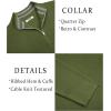 imageCOOFANDY Mens Quarter Zip Pullover Slim Fit Lightweight Sweater Casual Mock Neck Knit Polo SweaterArmy Green