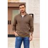 imageCOOFANDY Mens Quarter Zip Pullover Slim Fit Lightweight Sweater Casual Mock Neck Knit Polo SweaterAsh Brown