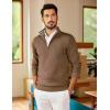 imageCOOFANDY Mens Quarter Zip Pullover Slim Fit Lightweight Sweater Casual Mock Neck Knit Polo SweaterAsh Brown