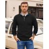 imageCOOFANDY Mens Quarter Zip Pullover Slim Fit Lightweight Sweater Casual Mock Neck Knit Polo SweaterBlack