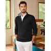 imageCOOFANDY Mens Quarter Zip Pullover Slim Fit Lightweight Sweater Casual Mock Neck Knit Polo SweaterBlack