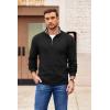 imageCOOFANDY Mens Quarter Zip Pullover Slim Fit Lightweight Sweater Casual Mock Neck Knit Polo SweaterBlack