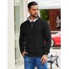 imageCOOFANDY Mens Quarter Zip Pullover Slim Fit Lightweight Sweater Casual Mock Neck Knit Polo SweaterBlack