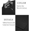imageCOOFANDY Mens Quarter Zip Pullover Slim Fit Lightweight Sweater Casual Mock Neck Knit Polo SweaterBlack